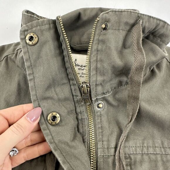 American Rag Army Green Full Zip Utility Vest Drawstring Waist 100% Cotton Sz S - Picture 8 of 12